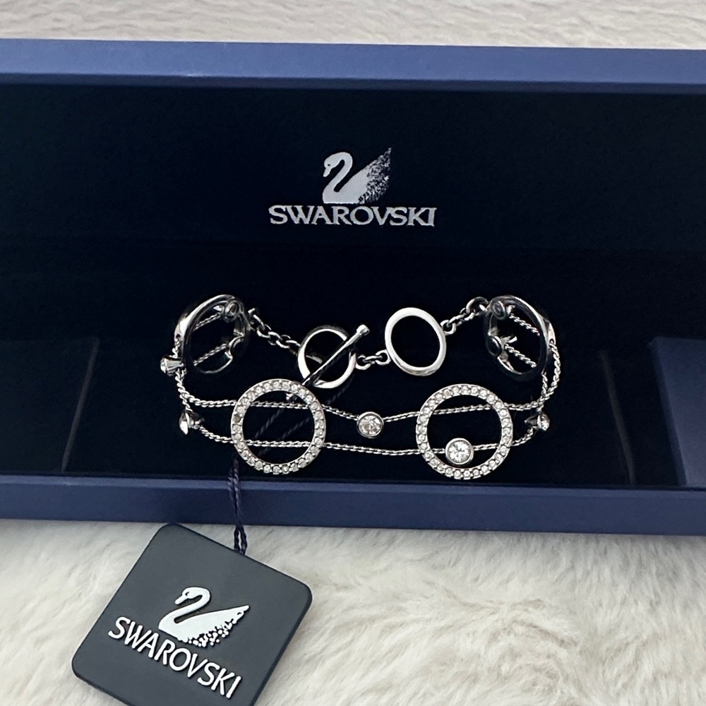 Swarovski Silver Bracelet with Crystal Circles